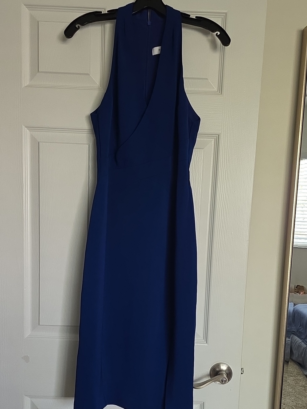 Reiss Cobalt Blue Sleeveless V-Neck Midi Dress
